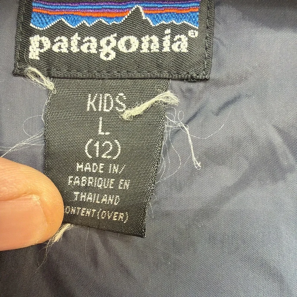Patagonia‎ Kids Rain Jacket Blue Hooded Waterproof Vintage Size L 12